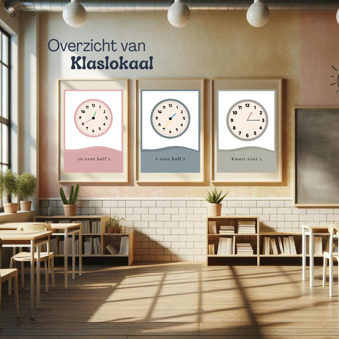 Klokkijken, leren klokkijken, flashcards, peuter, kleuter, kinderen, lesmaterialen, montessori, educatief