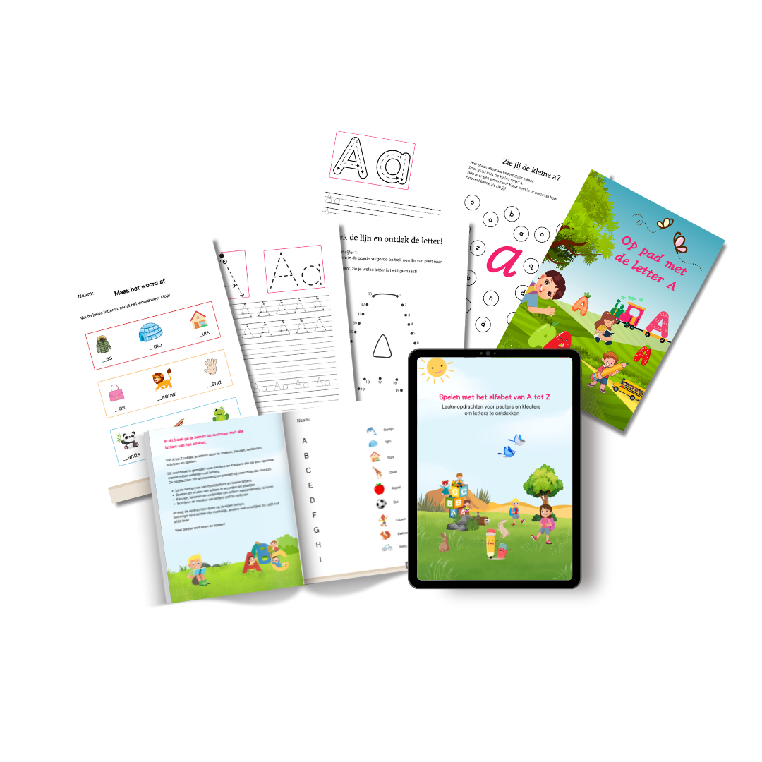 alfabet leren, ABC werkboek, letters herkennen en schrijven, printbare werkbladen, peuter, kleuter, lesmateriaal, leerkracht 