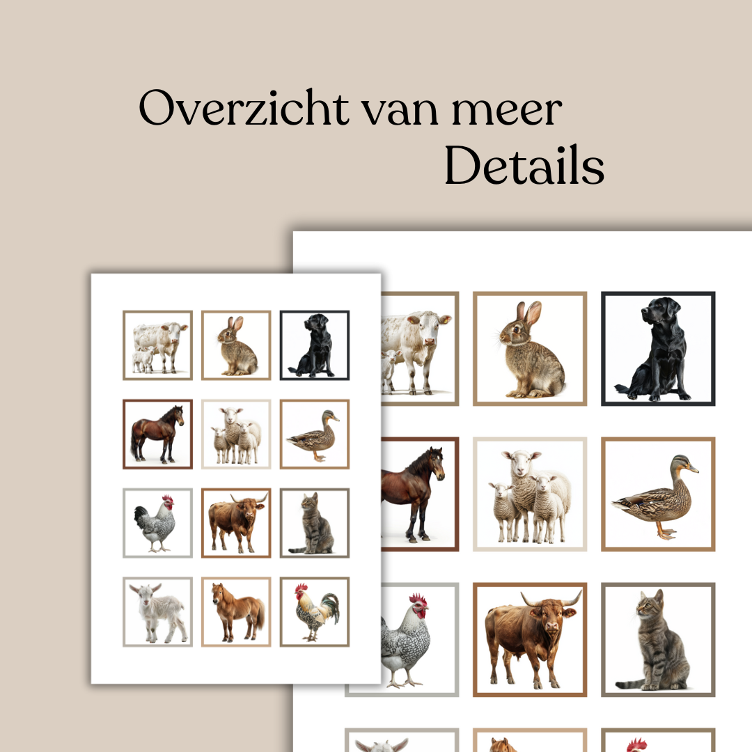 Memory boerderij, spel, montessori, educatief, peuter, kleuter, werkbladen, werkboeken, activiteiten