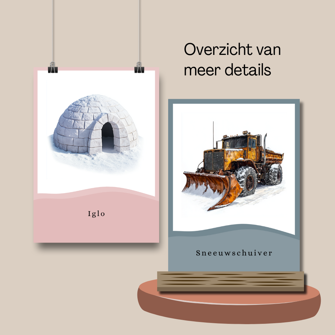 Winter flashcards, montessori, educatief, leerkracht, lesmateriaal, peuter, kleuter
