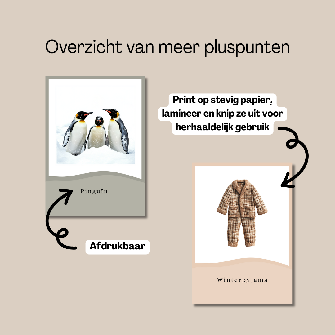 Winter flashcards, montessori, educatief, leerkracht, lesmateriaal, peuter, kleuter
