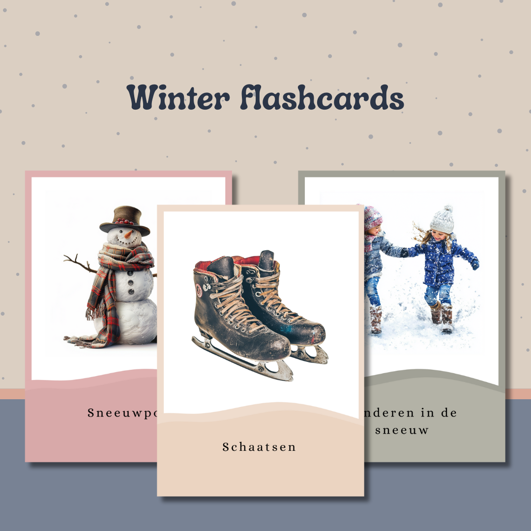 Winter flashcards, montessori, educatief, leerkracht, lesmateriaal, peuter, kleuter
