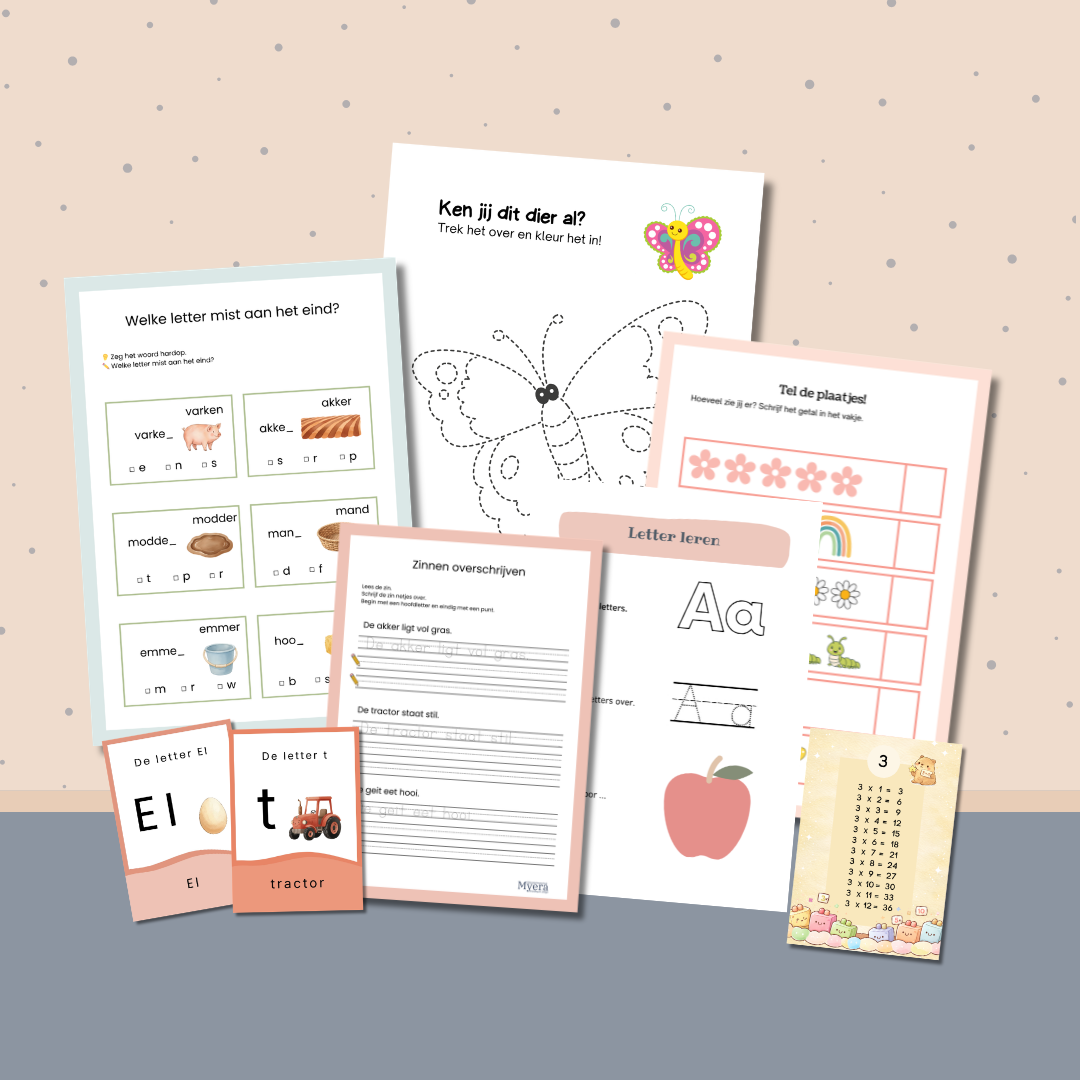 werkbladen voor peuter, kleuter, educatie, abc leren schrijven, tellen, sommen