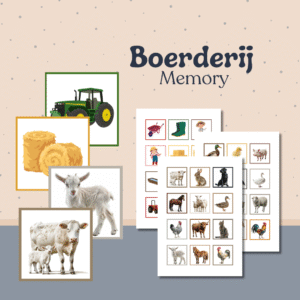 Memory boerderij, spel, montessori, educatief, peuter, kleuter, werkbladen, werkboeken, activiteiten