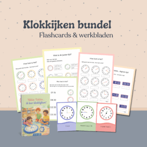 klokkijken oefenen, klokijken leren, werkboek, flascards, groep 3, groep 4, rekenen, taal, spelling