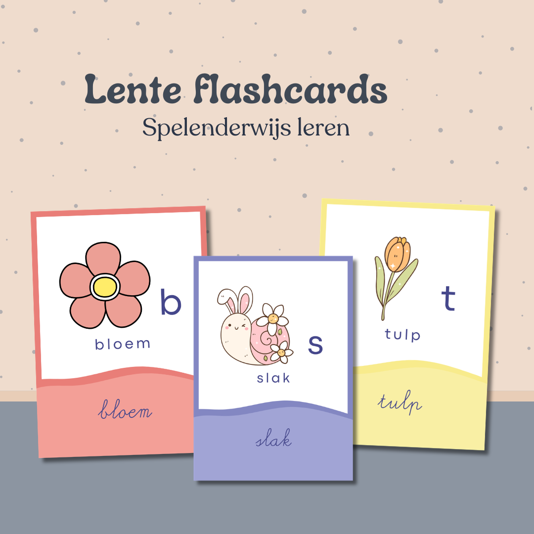 lente flashcards, groep 1-3, abc leren, letter leren, schrijfletters